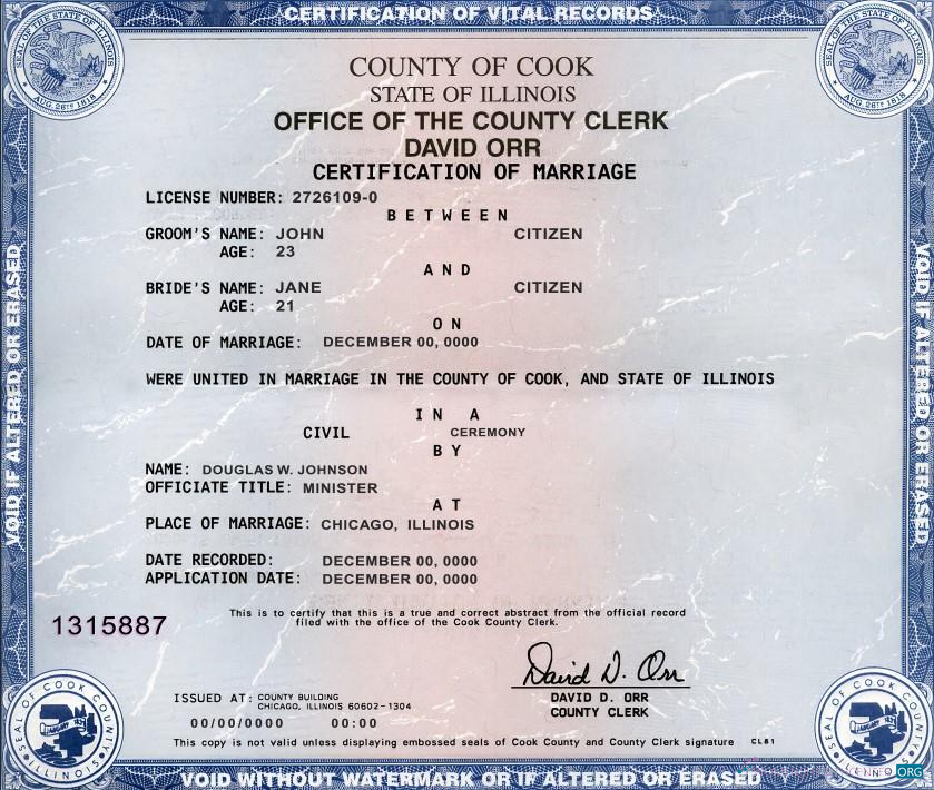 Download USA state Illinois marriage certificate template in PSD format Photoshop template